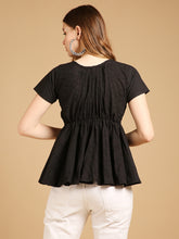 Load image into Gallery viewer, Black Schiffli Top