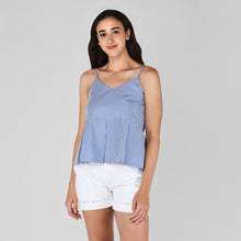 Load image into Gallery viewer, Striped Strappy Peplum Top