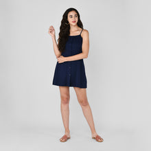 Load image into Gallery viewer, Blue Strappy Skater Dress