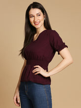 Load image into Gallery viewer, Maroon Cinched Waist Top