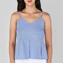 Load image into Gallery viewer, Striped Strappy Peplum Top