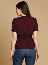 Load image into Gallery viewer, Maroon Cinched Waist Top
